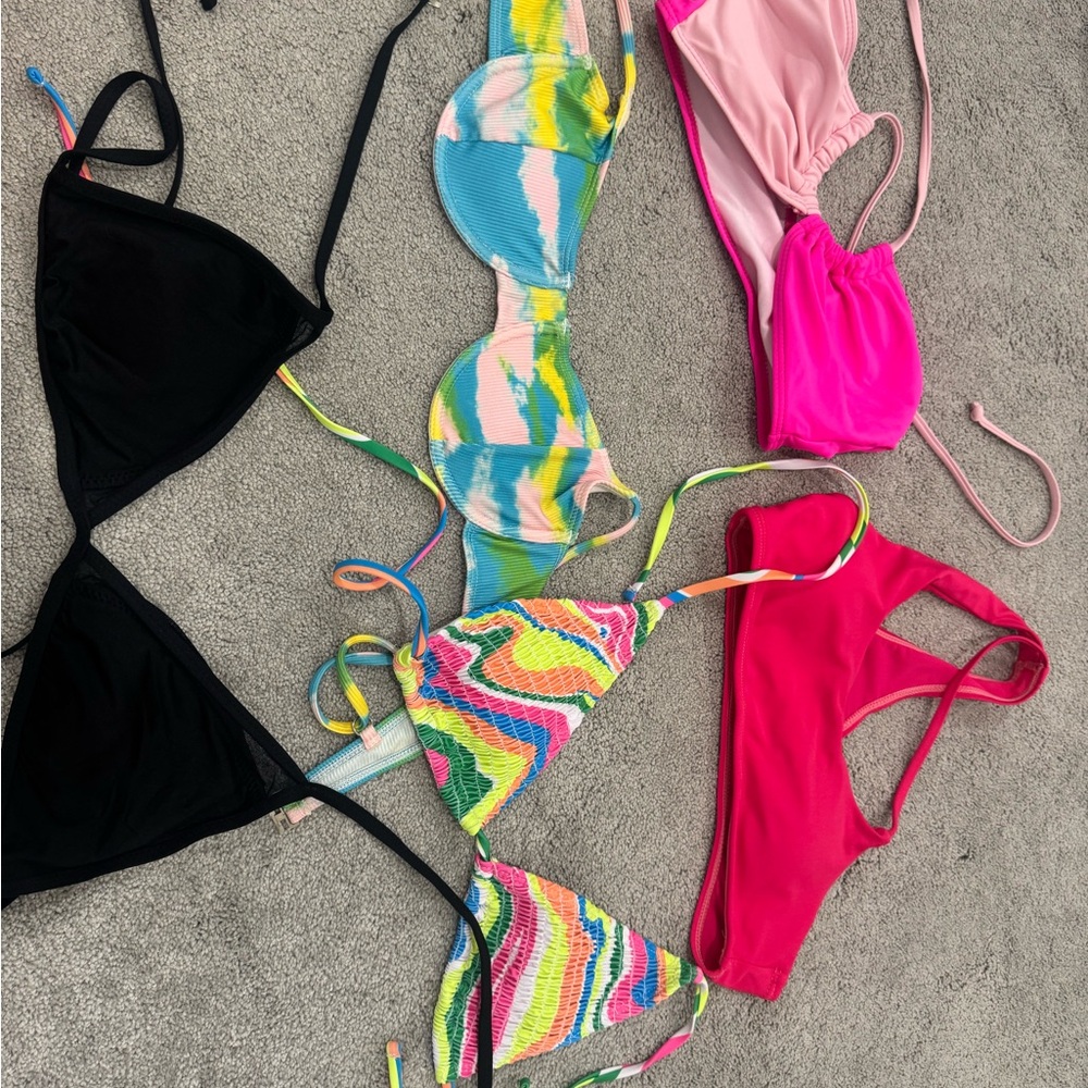 Colorful Bikini Tops- size small. Perfect condition. Shein and target bikinis